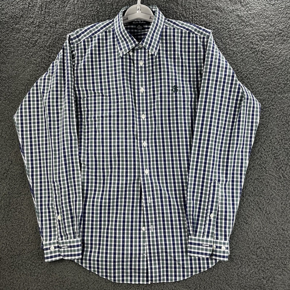 Brooks Brothers Men's XL Long Sleeve Plaid Oxford Button Down Gingham Pockets